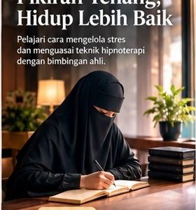 Wanita muslimah bercadar sedang mencatat dalam sesi konseling psikologi hipnoterapi Kediri