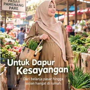 Ibu berhijab membawa keranjang belanja berisi sentir daun bawang segar dari distributor sentir daun bawang Pare Kediri di Pasar Pamenang Pare