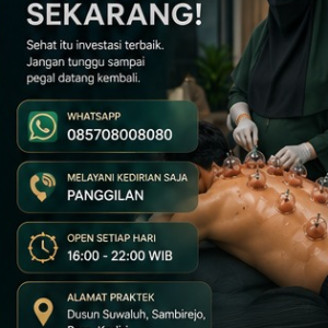 Terapis melayani layanan bekam sunnah Kediri higienis dan profesional pada area punggung pasien
