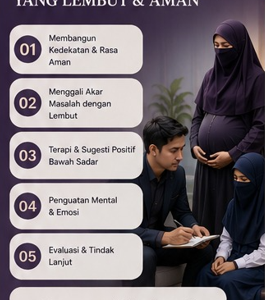 Infografis 5 tahapan proses hipnoterapi yang lembut dan aman di Kediri